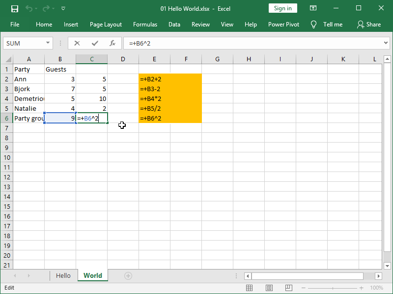 excel formula mathematical operations