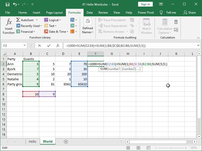 excel one formula multiple functions