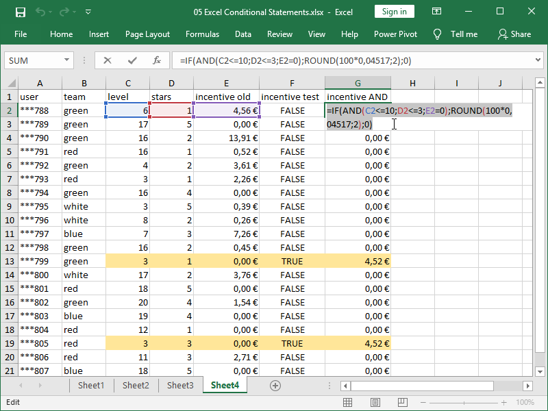 excel if function nested and function