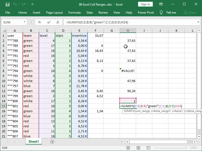 excel sumifs function syntax multiple criteria