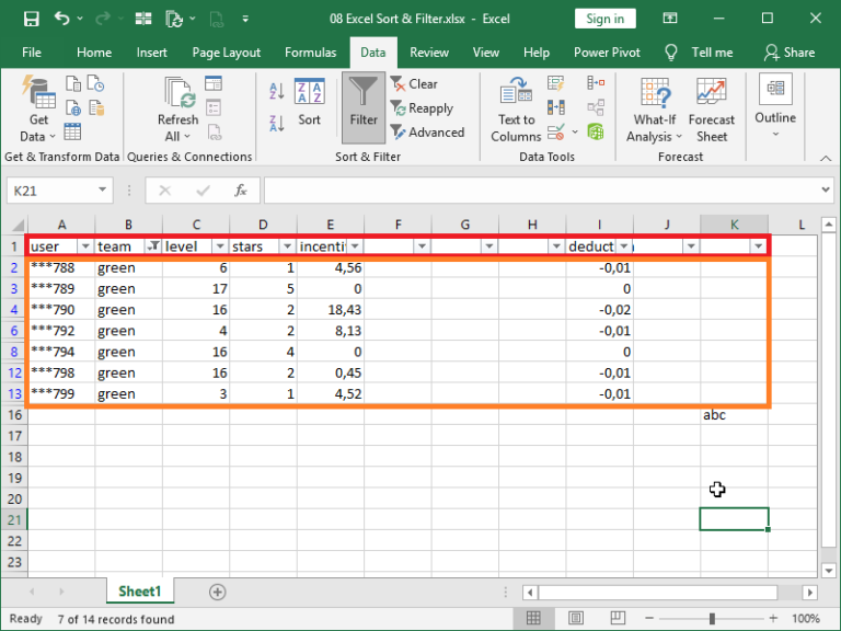 Sort & Filter in Excel – dailyEXCEL.net