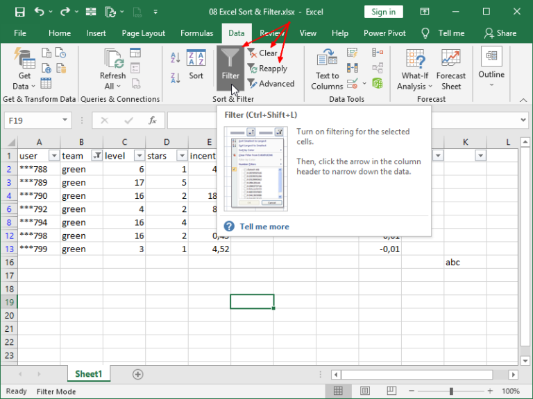 Reapply Filter Excel Button Sort & Filter in Excel – dailyEXCEL.net