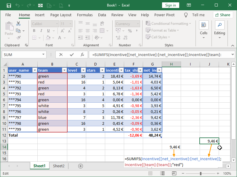 Excel Table, locked structured references