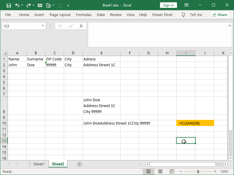 Line breaks in Excel