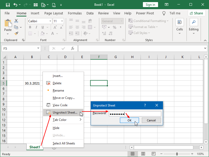 how to brake links in Excel unprotect sheet