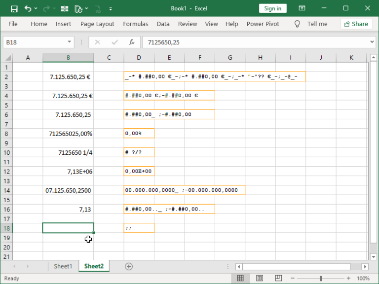 Excel Number Format Codes