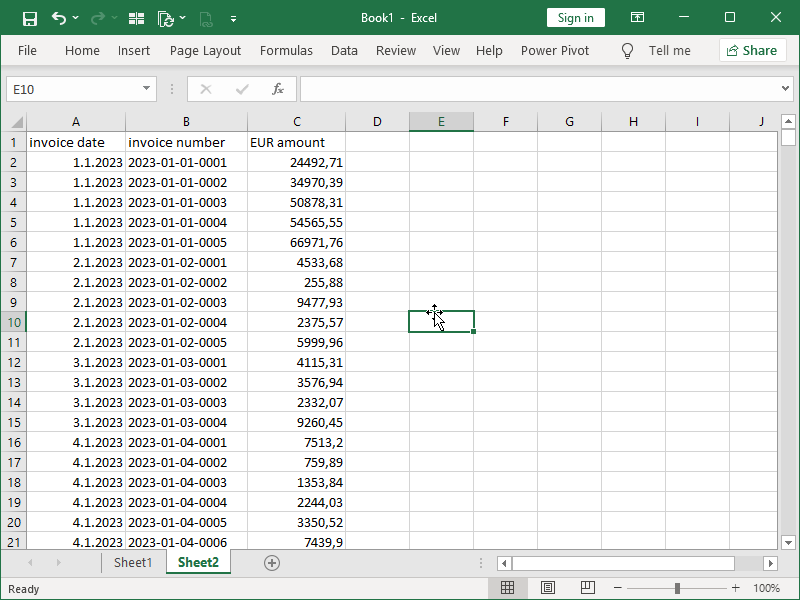 Format Numbers as Millions in Excel, data